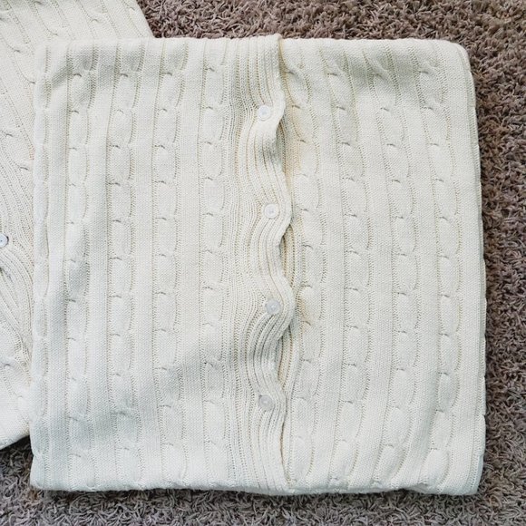 Ralph Lauren Cable Knit Throw Pillow Cover Set of 2 Cream Cozy Sweater Weather - Picture 2 of 4